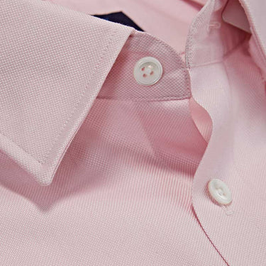 Contemporary Fit, Concealed Button Down Collar, Two Button Cuff In Pink Oxford