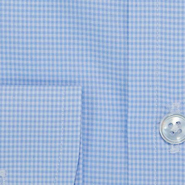 Contemporary Fit, Concealed Button Down Collar, Two Button Cuff Shirt In Blue Gingham Check