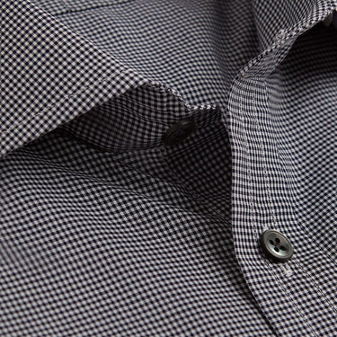 Contemporary Fit, Cut - away Collar, 2 Button Cuff Shirt in a Black & White Check Poplin Cotton