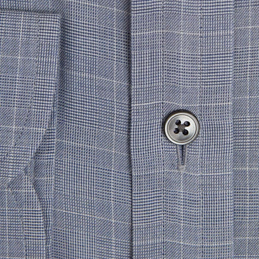 Contemporary Fit, Cut - away Collar, 2 Button Cuff Shirt in a Blue & White Check Twill Cotton