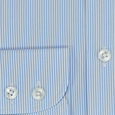 Contemporary Fit, Cut-away Collar, 2 Button Cuff Shirt in a Blue & White Fine Bengal Poplin Cotton