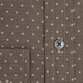Contemporary Fit, Cut - away Collar, 2 Button Cuff Shirt in a Brown & Beige Spot Herringbone Cotton