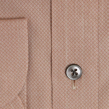 Contemporary Fit, Cut - away Collar, 2 Button Cuff Shirt in a Brown & White Textured Twill Cotton