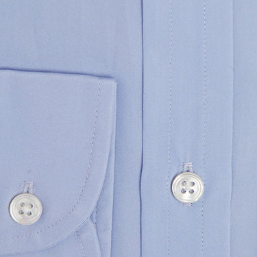 Contemporary Fit, Cut - away Collar, 2 Button Cuff Shirt in a Plain Sky Blue Poplin Cotton