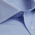 Contemporary Fit, Cut - away Collar, 2 Button Cuff Shirt in a Plain Sky Blue Poplin Cotton