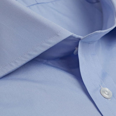 Contemporary Fit, Cut - away Collar, 2 Button Cuff Shirt in a Plain Sky Blue Poplin Cotton