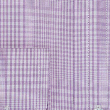 Contemporary Fit, Cut-away Collar, 2 Button Cuff Shirt In Lilac & White Graduated Check Poplin Cotton