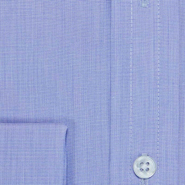 Contemporary Fit, Cut-away Collar, Double Cuff In Plain Blue End-On-End Cotton