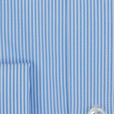 Contemporary Fit, Cut-away Collar, Double Cuff Shirt in a Blue & White Fine Bengal Poplin Cotton