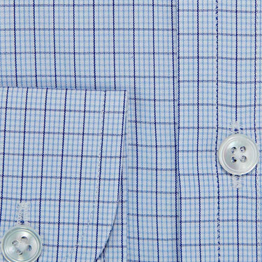Contemporary Fit, Cutaway Collar, 2 Button Cuff Shirt in Blue & Navy Grid Check