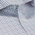 Contemporary Fit, Cutaway Collar, 2 Button Cuff Shirt in Lilac & Navy Twill Check
