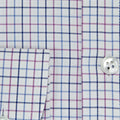 Contemporary Fit, Cutaway Collar, 2 Button Cuff Shirt in Lilac & Navy Twill Check