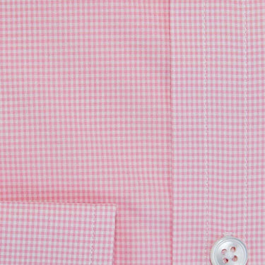 Contemporary Fit, Cutaway Collar, 2 Button Cuff Shirt in Pink Micro Check