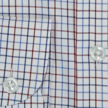 Contemporary Fit, Cutaway Collar, 2 Button Cuff Shirt in Red & Navy Twill Check