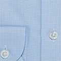 Contemporary Fit, Cutaway Collar, Two Button Cuff Light Blue & White Micro Houndstooth