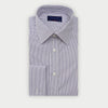 Contemporary Fit Dark Blue Pinstripe Cotton Shirt with Classic Collar & Double Cuff