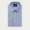 Contemporary Fit Light Blue Double Check Sea Island Quality Cotton Shirt with Classic Collar & Double Cuff