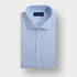 Contemporary Fit Light Blue Fine Bengal Stripe Cotton Shirt with Cut - Away Collar & Two Button Cuff