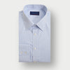Contemporary Fit Light Blue Grid Check Cotton Shirt with Classic Collar & Two Button Cuff