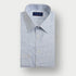 Contemporary Fit Light Blue & Navy Check Cotton Twill Shirt with Classic Collar & Two Button Cuff