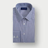 Contemporary Fit Navy Bengal Stripe Cotton Shirt with Classic Collar & Two Button Cuff