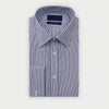 Contemporary Fit Navy Double Stripe Sea Island Quality Cotton Shirt with Classic Collar & Double Cuff