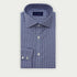 Contemporary Fit Navy Gingham Check Oxford Cotton Shirt with Cut - Away Collar & Two Button Cuff