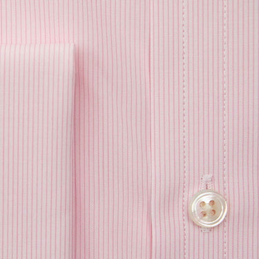 Contemporary Fit Pink Fine Stripe Sea Island Quality Cotton Shirt with Classic Collar & Double Cuff