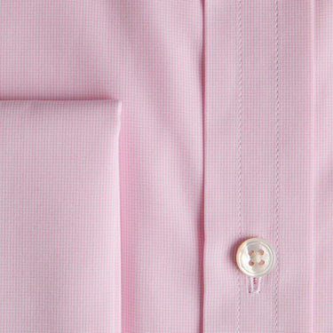 Contemporary Fit Pink Micro Check Cotton Shirt with Classic Collar & Double Cuff
