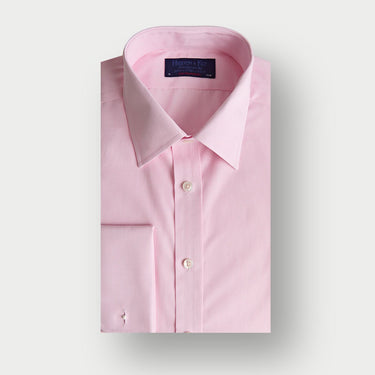 Contemporary Fit Pink Micro Check Cotton Shirt with Classic Collar & Double Cuff