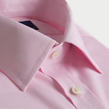 Contemporary Fit Pink Micro Check Cotton Shirt with Classic Collar & Double Cuff
