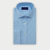 Contemporary Fit Plain Blue Cotton Poplin Shirt with Cut - Away Collar & Double Cuff