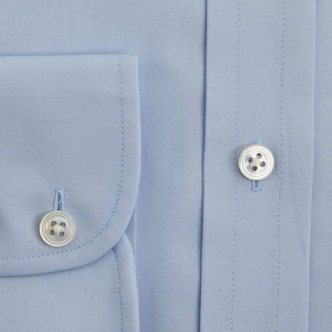 Contemporary Fit Plain Blue Cotton Shirt with Classic Collar & Two Button Cuff