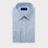 Contemporary Fit Plain Blue Fine Twill Cotton Shirt with Classic Collar & Double Cuff