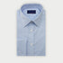 Contemporary Fit Plain Blue Fine Twill Cotton Shirt with Classic Collar & Double Cuff
