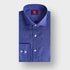 Contemporary Fit Plain Mid Blue Linen Shirt with Cut - Away Collar & Two Button Cuff