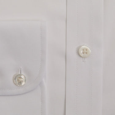 Contemporary Fit Plain White Cotton Shirt with Classic Collar & Two Button Cuff