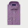 Contemporary Fit Purple Gingham Check Twill Cotton Shirt with Cut - Away Collar & Two Button Cuff