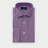 Contemporary Fit Purple & White Stripe Cotton Shirt with Cut - Away Collar & Double Cuff