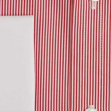Contemporary Fit, White Classic Collar, White Double Cuff in White With Red Stripe
