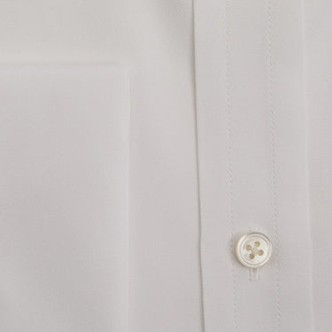 Contemporary Fit White Fine Twill Sea Island Quality Cotton Shirt with Classic Collar & Double Cuff