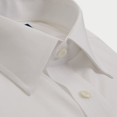 Contemporary Fit White Fine Twill Sea Island Quality Cotton Shirt with Classic Collar & Double Cuff