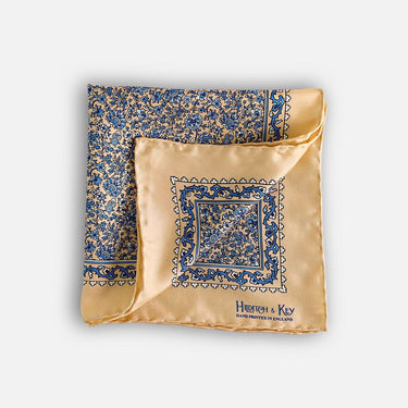 Cream Floral Silk Pocket Square