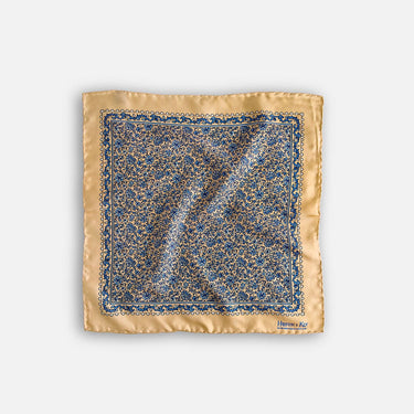 Cream Floral Silk Pocket Square