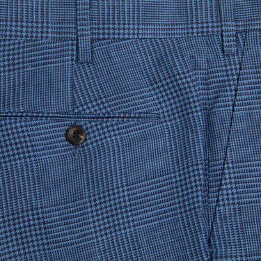 Dark Blue Prince of Wales Check Linen Trousers