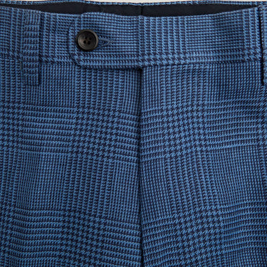 Dark Blue Prince of Wales Check Linen Trousers