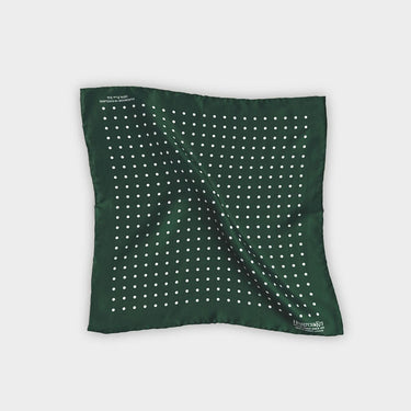 Dark Green & White Medium Spot Silk Pocket Square