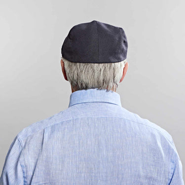 Dark Navy Linen Flat Cap