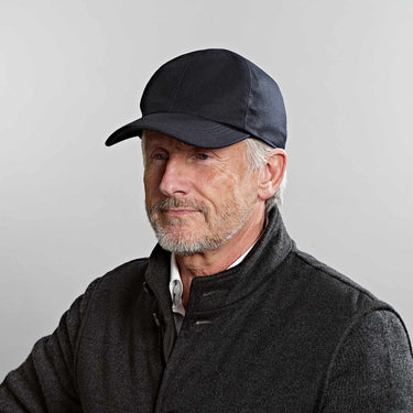 Dark Navy Wool & Cashmere Blend Baseball Cap