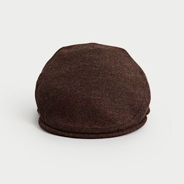 Dark Umber Herringbone Wool Flat Cap